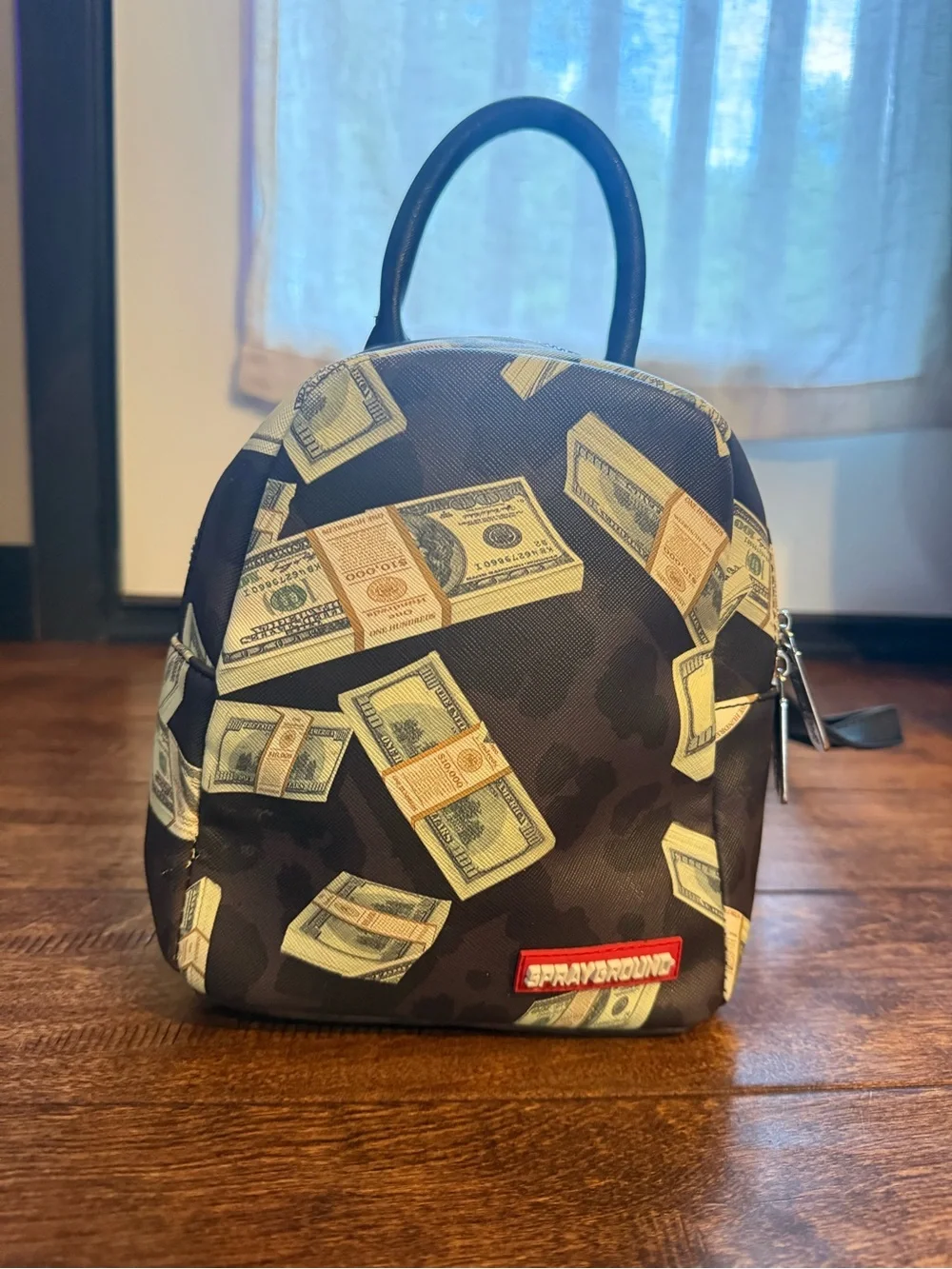Sprayground Black & Green Money Print Mini Backpack